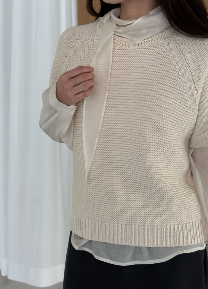 Amygrace - Korean Women Fashion - #momslook - Free Tie Blouse - 7
