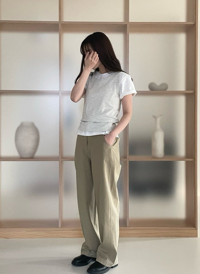 Amygrace - Korean Women Fashion - #momslook - Bounce Cotton Sleeveless Tee - 9