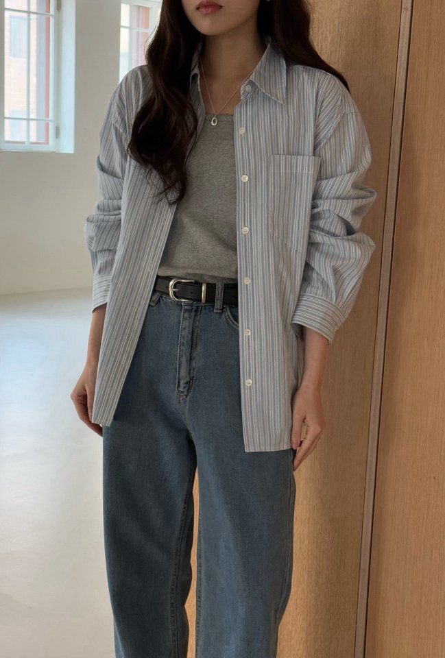 Amygrace - Korean Women Fashion - #momslook - Monday Stripe Shirt - 3