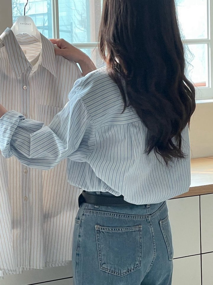 Amygrace - Korean Women Fashion - #momslook - Monday Stripe Shirt - 9