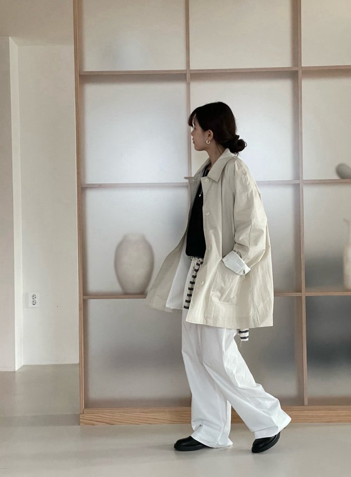Amygrace - Korean Women Fashion - #pursuepretty - Raglan Half Trench Coat - 6