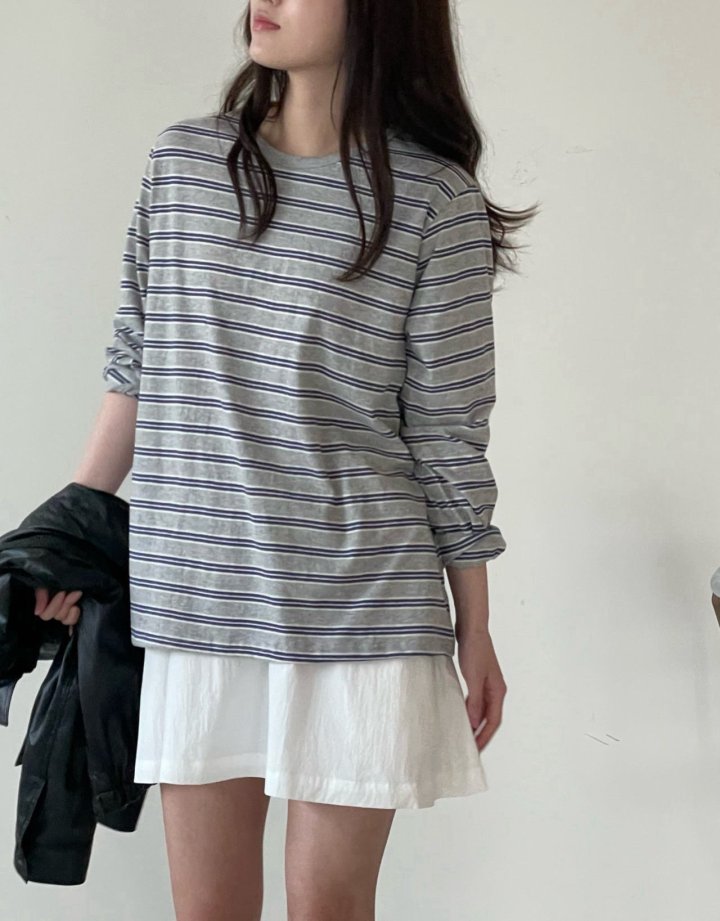 Amygrace - Korean Women Fashion - #pursuepretty - Seven Stripe Tee - 3