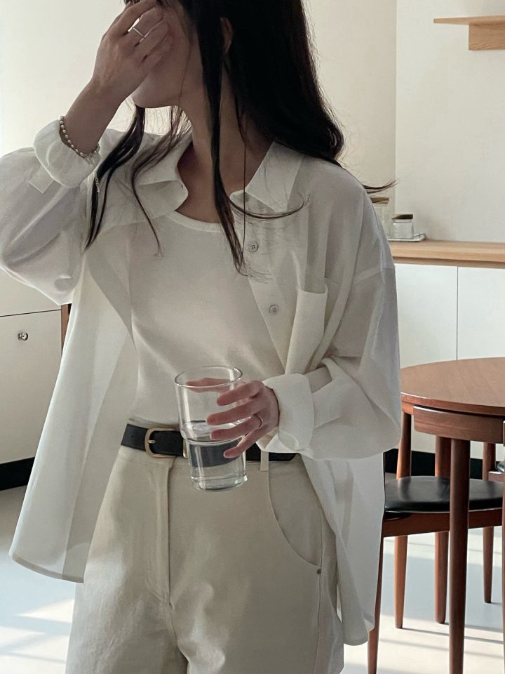 Amygrace - Korean Women Fashion - #restrostyle - Lace Pocket Shirt - 5
