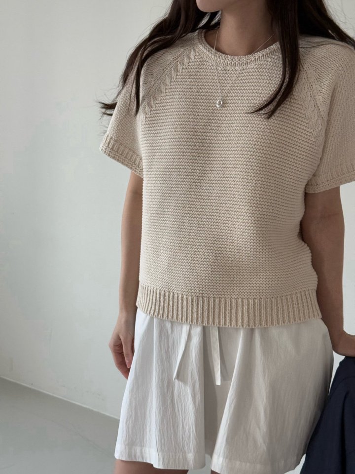 Amygrace - Korean Women Fashion - #romanticstyle - Evener Cotton Short Sleeved Knit Top - 2