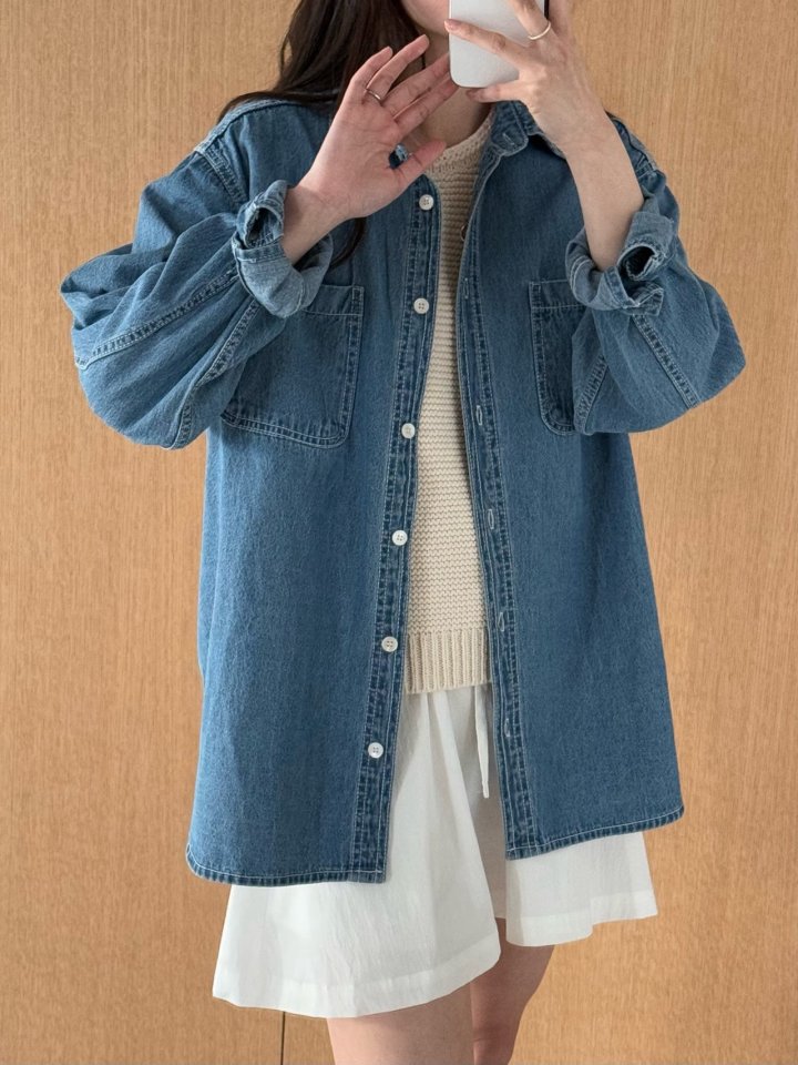 Amygrace - Korean Women Fashion - #thatsdarling - Clean Denim Shirt - 2