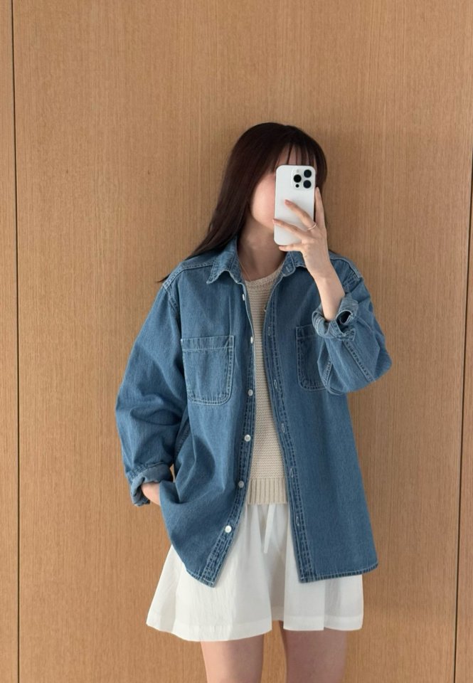 Amygrace - Korean Women Fashion - #thelittlethings - Clean Denim Shirt - 3