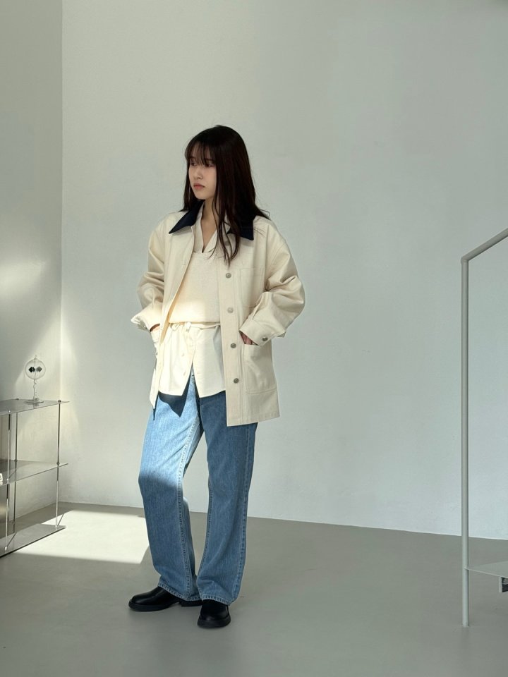 Amygrace - Korean Women Fashion - #vintagekidsstyle - French Cotton Work Jacket - 8