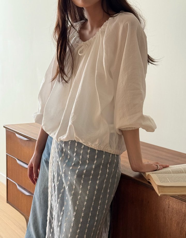 Amygrace - Korean Women Fashion - #womensfashion - Lady Shirring Blouse - 11