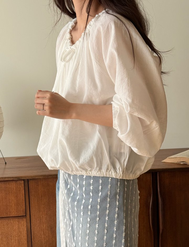 Amygrace - Korean Women Fashion - #womensfashion - Lady Shirring Blouse - 3