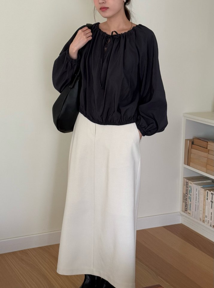 Amygrace - Korean Women Fashion - #womensfashion - Lady Shirring Blouse - 5