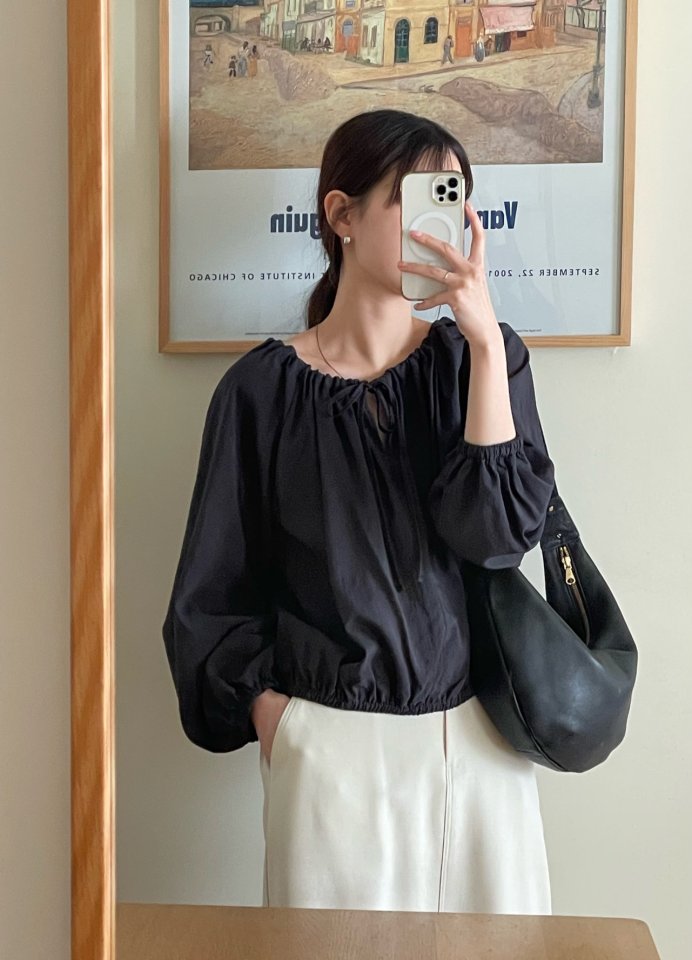 Amygrace - Korean Women Fashion - #womensfashion - Lady Shirring Blouse - 9