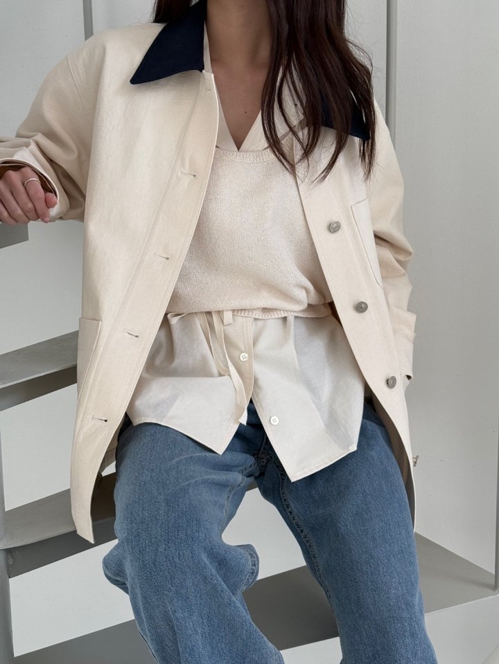 Amygrace - Korean Women Fashion - #womensfashion - French Cotton Work Jacket - 6