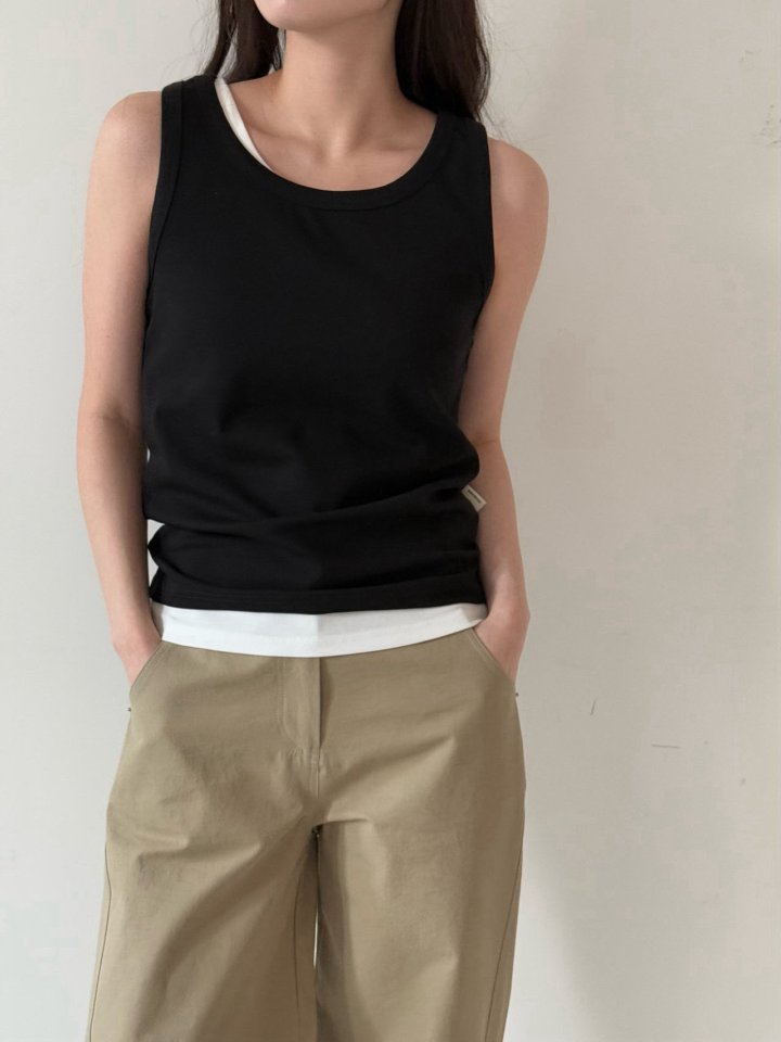 Amygrace - Korean Women Fashion - #womensfashion - Bounce Cotton Sleeveless Tee - 10