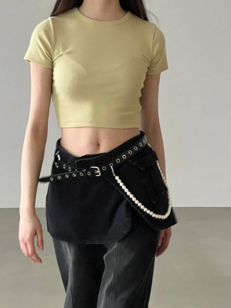 Another Avenue - Korean Women Fashion - #momslook - Maron Rib Crop Tee - 10