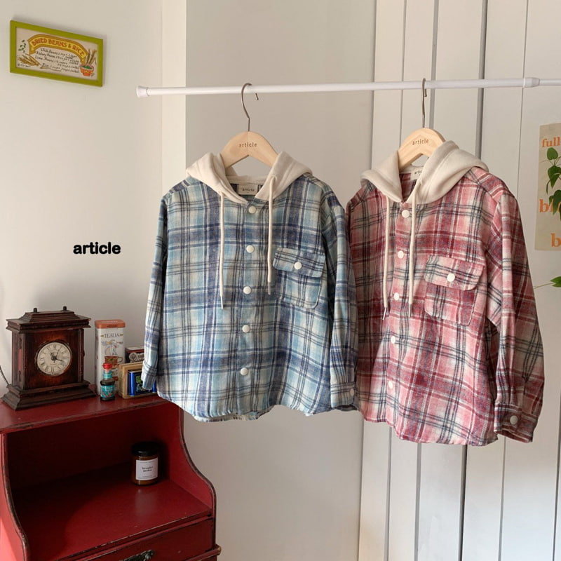 Article - Korean Children Fashion - #Kfashion4kids - Check Hood Shirt - 9