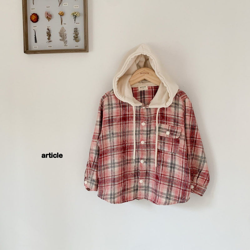 Article - Korean Children Fashion - #childrensboutique - Check Hood Shirt - 2