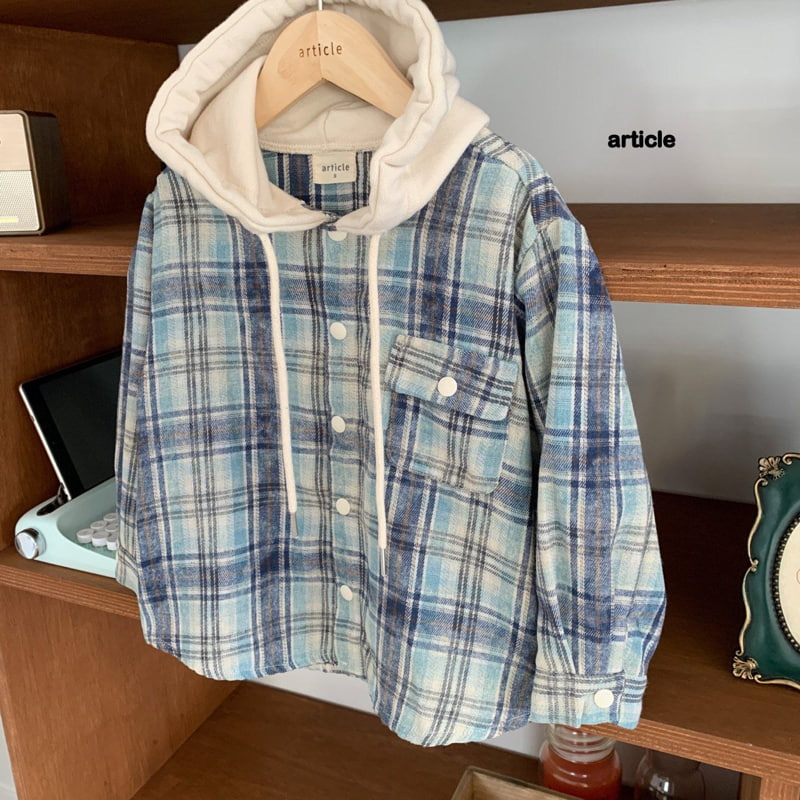 Article - Korean Children Fashion - #kidsshorts - Check Hood Shirt - 6
