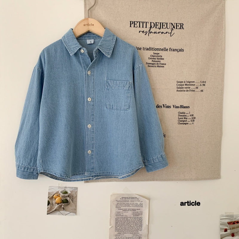 Article - Korean Children Fashion - #kidsshorts - Crew Denim Shirt - 2
