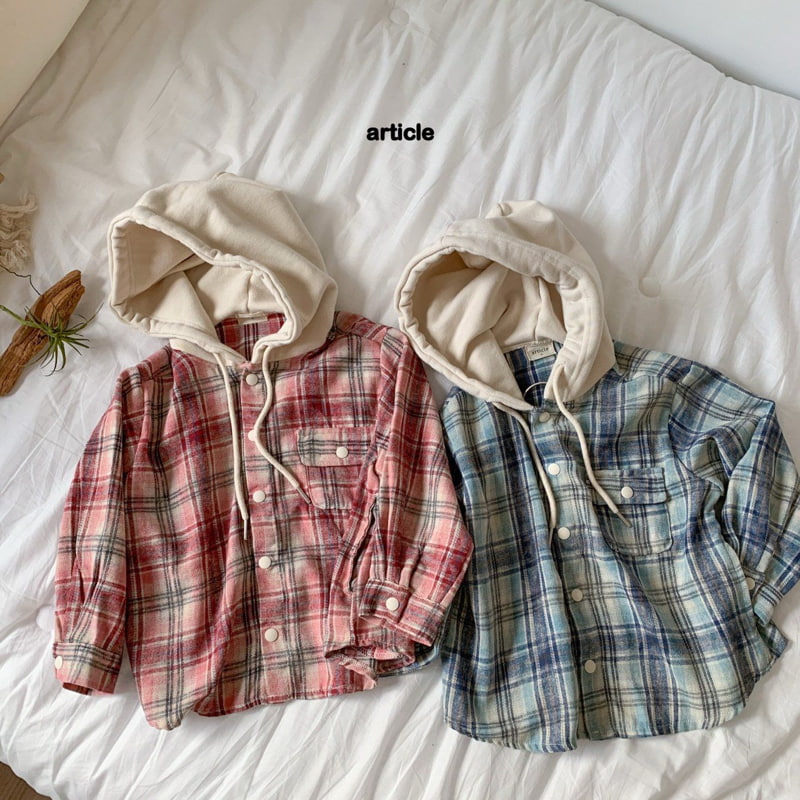 Article - Korean Children Fashion - #kidzfashiontrend - Check Hood Shirt - 8