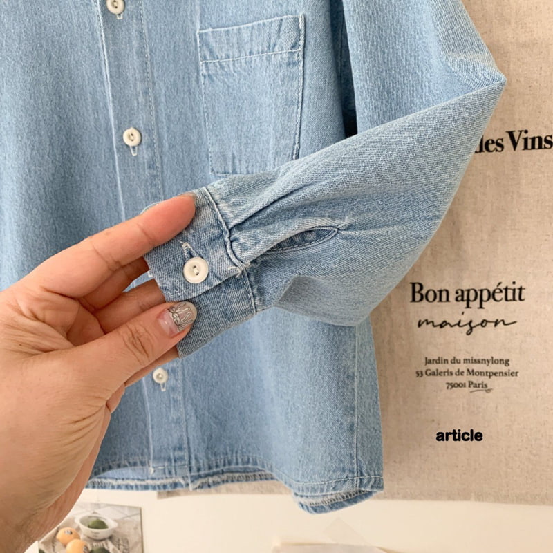 Article - Korean Children Fashion - #kidsstore - Crew Denim Shirt - 4