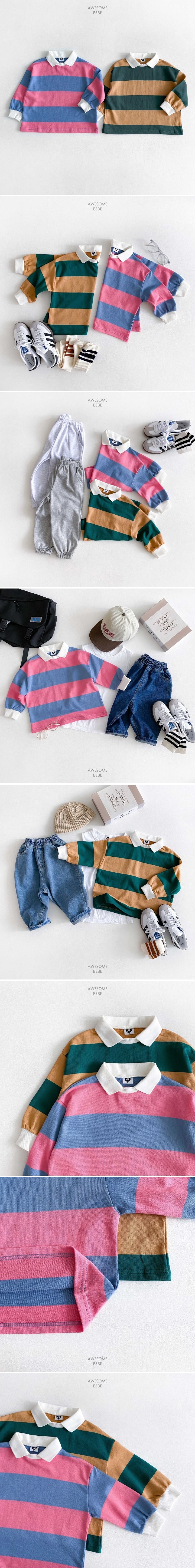 Awesome Bebe - Korean Children Fashion - #designkidswear - Stripe Collar Pullover