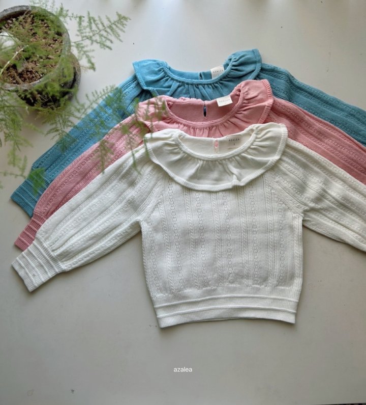 Azalea - Korean Children Fashion - #childrensboutique - Eyelet Frill Knit - 9
