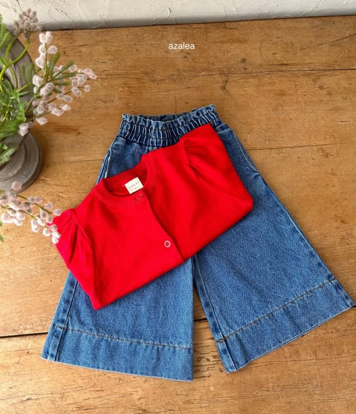 Azalea - Korean Children Fashion - #kidsstore - Denim Wide Pants - 5