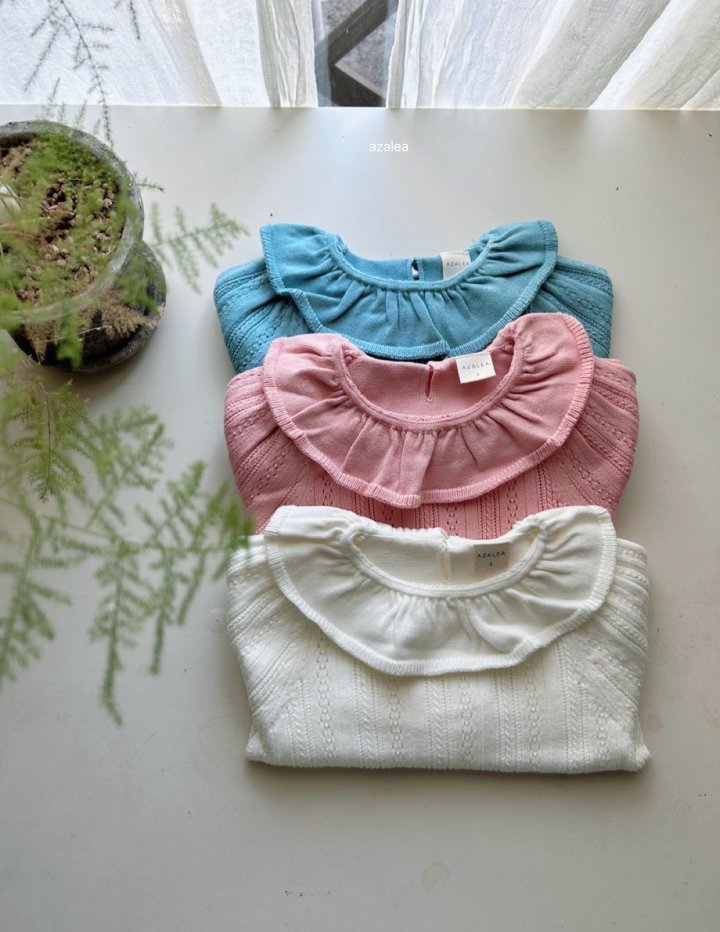 Azalea - Korean Children Fashion - #littlefashionista - Eyelet Frill Knit