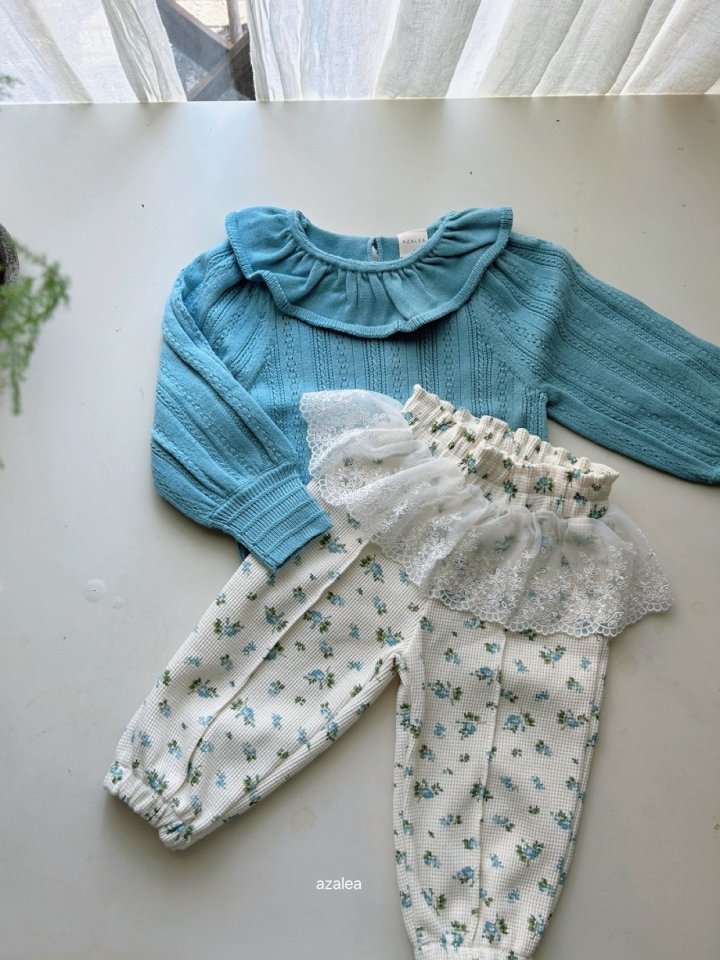 Azalea - Korean Children Fashion - #minifashionista - Eyelet Frill Knit - 4