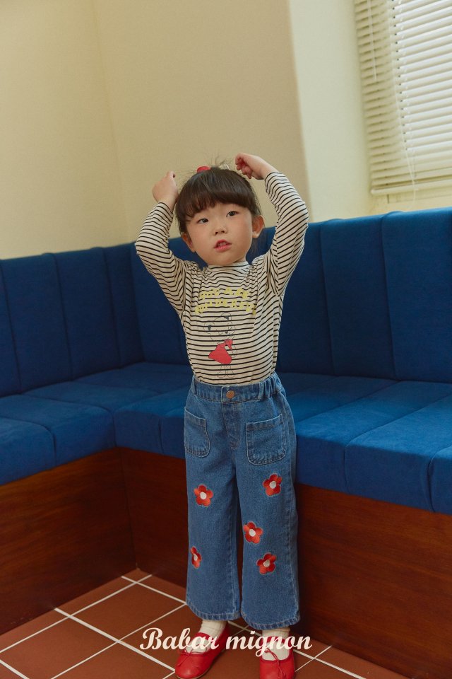Babar Mignon - Korean Children Fashion - #Kfashion4kids - Flower Embroidery Jeans - 6