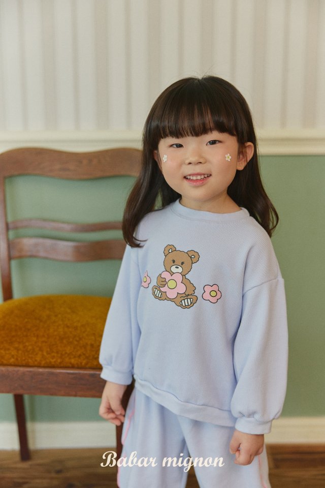 Babar Mignon - Korean Children Fashion - #Kfashion4kids - Waffle Bear Top Bottom Set - 3