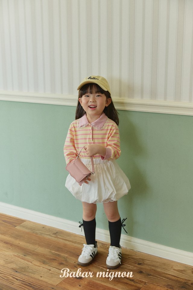 Babar Mignon - Korean Children Fashion - #childrensboutique - Stripe Lace Tee - 6