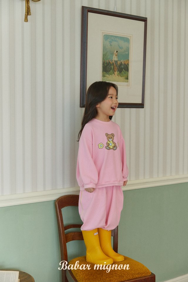 Babar Mignon - Korean Children Fashion - #designkidswear - Waffle Bear Top Bottom Set - 11