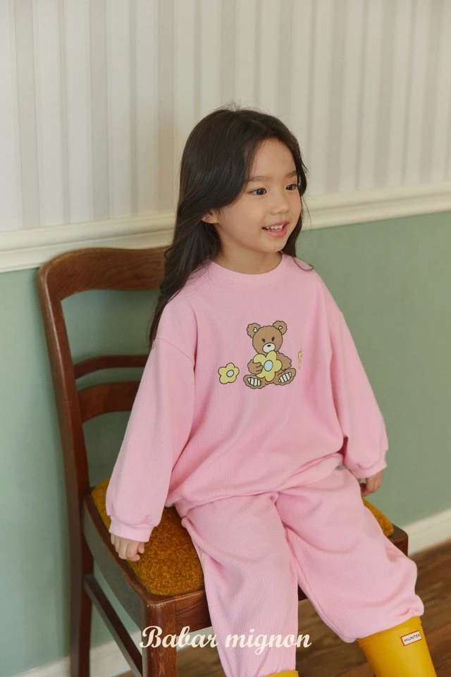 Babar Mignon - Korean Children Fashion - #discoveringself - Waffle Bear Top Bottom Set - 12