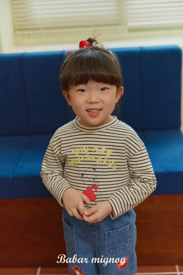 Babar Mignon - Korean Children Fashion - #fashionkids - Bear Stripe Tee - 12