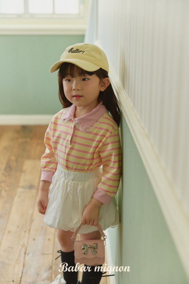 Babar Mignon - Korean Children Fashion - #fashionkids - Stripe Lace Tee - 9