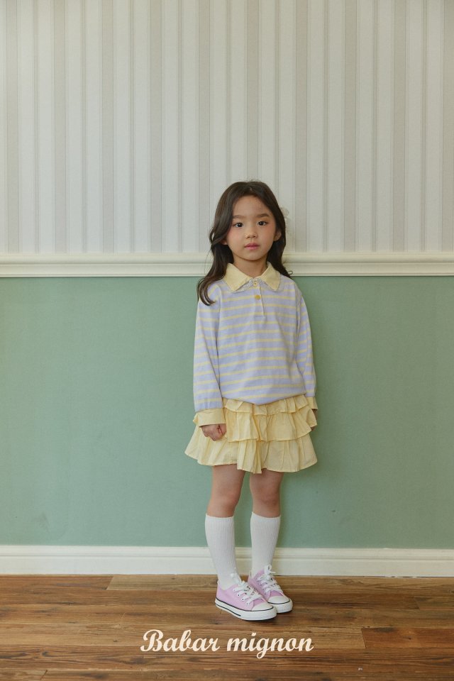 Babar Mignon - Korean Children Fashion - #kidsshorts - Stripe Lace Tee - 10
