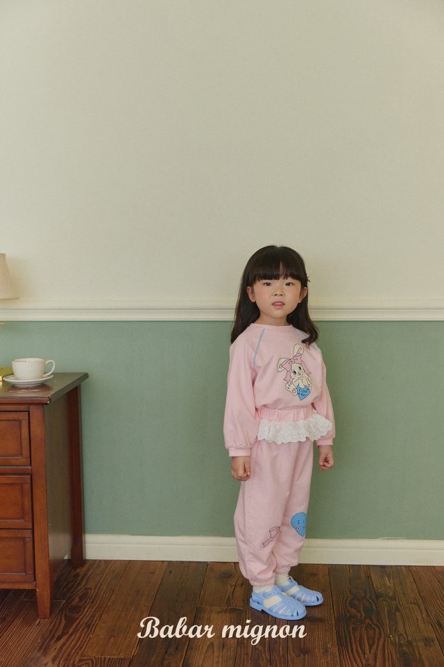 Babar Mignon - Korean Children Fashion - #kidsstore - Rabbit Ribbon Top Bottom Set - 10