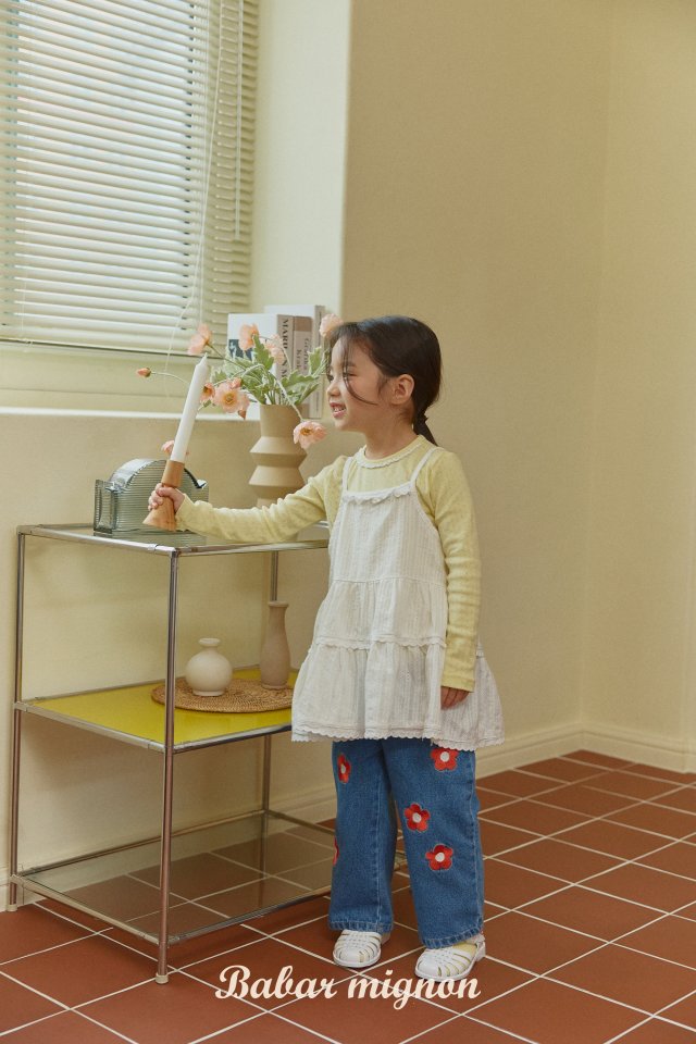 Babar Mignon - Korean Children Fashion - #kidzfashiontrend - Flower Embroidery Jeans - 5