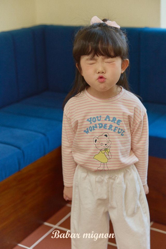 Babar Mignon - Korean Children Fashion - #kidzfashiontrend - Bear Stripe Tee
