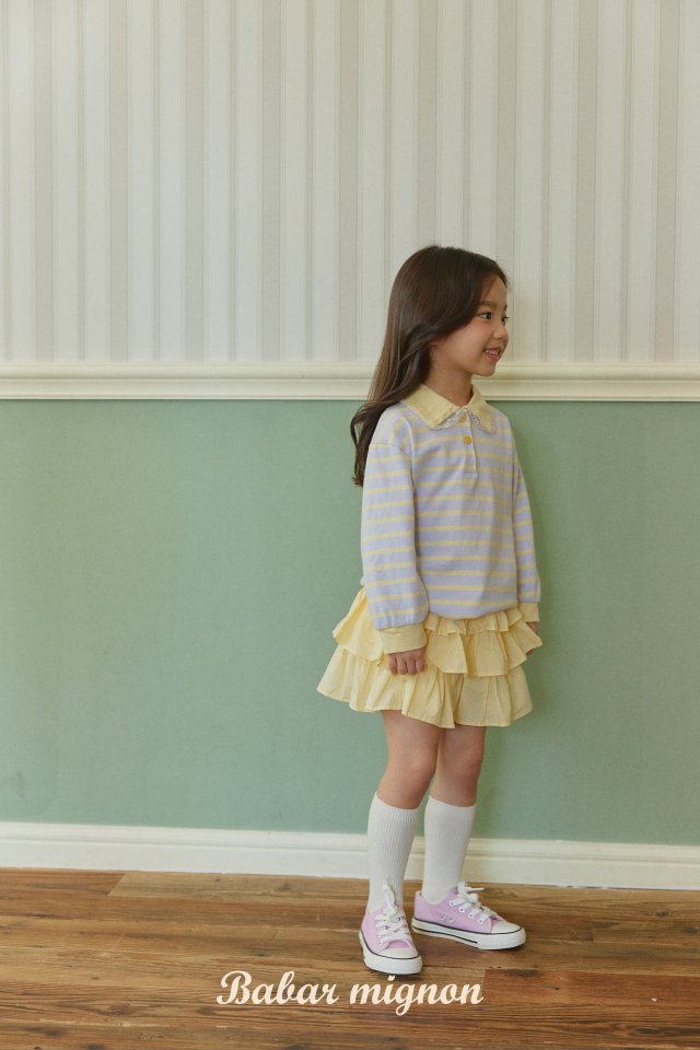 Babar Mignon - Korean Children Fashion - #kidzfashiontrend - Stripe Lace Tee - 12