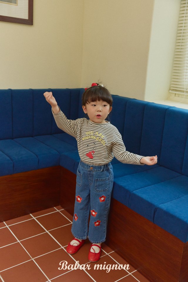 Babar Mignon - Korean Children Fashion - #littlefashionista - Flower Embroidery Jeans - 7