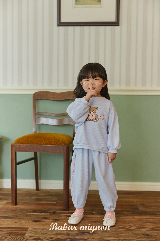 Babar Mignon - Korean Children Fashion - #Kfashion4kids - Waffle Bear Top Bottom Set - 4