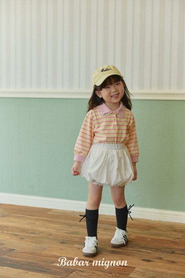Babar Mignon - Korean Children Fashion - #magicofchildhood - Stripe Lace Tee
