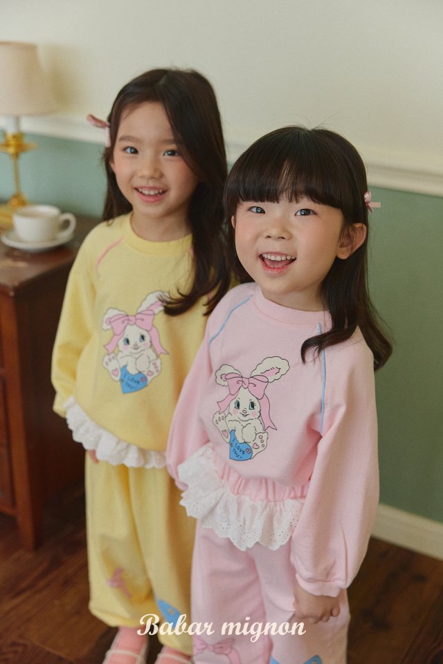 Babar Mignon - Korean Children Fashion - #minifashionista - Rabbit Ribbon Top Bottom Set