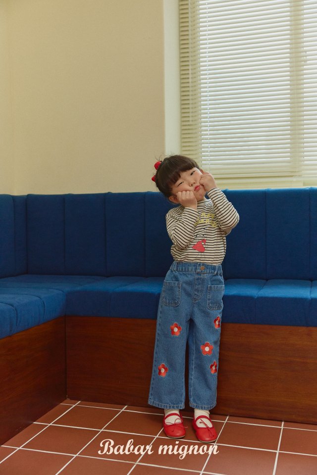 Babar Mignon - Korean Children Fashion - #minifashionista - Flower Embroidery Jeans - 9