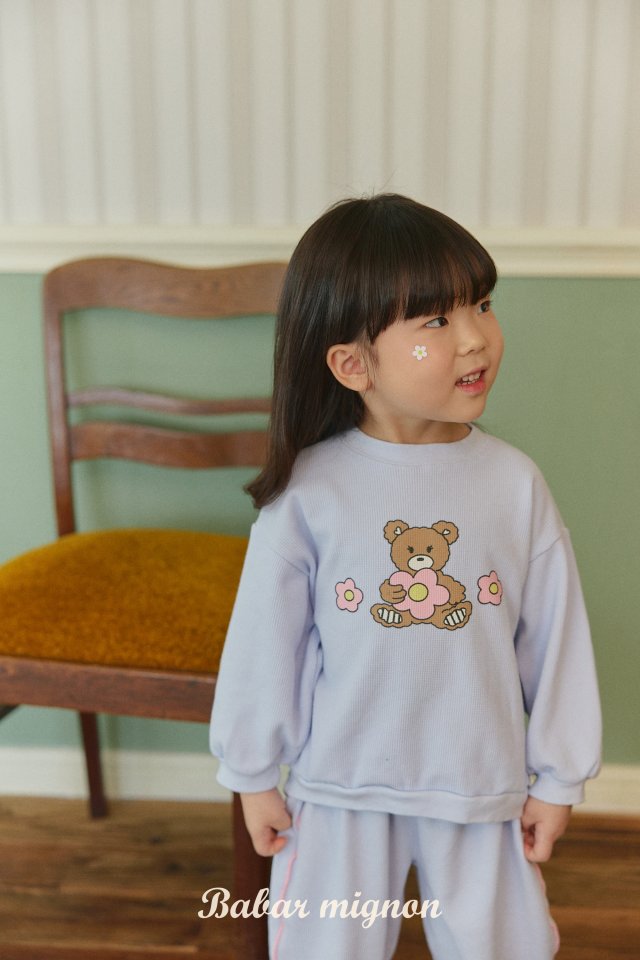 Babar Mignon - Korean Children Fashion - #minifashionista - Waffle Bear Top Bottom Set - 6