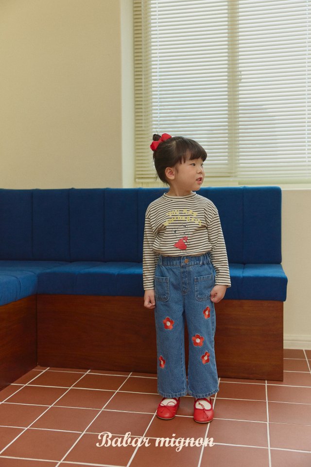 Babar Mignon - Korean Children Fashion - #prettylittlegirls - Flower Embroidery Jeans - 10
