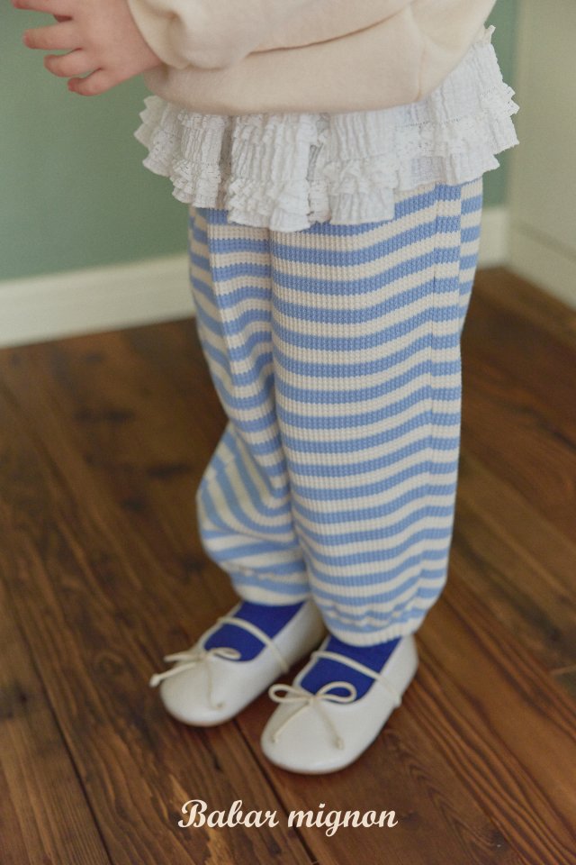 Babar Mignon - Korean Children Fashion - #prettylittlegirls - Waffle Stripe Jogger Pants - 8