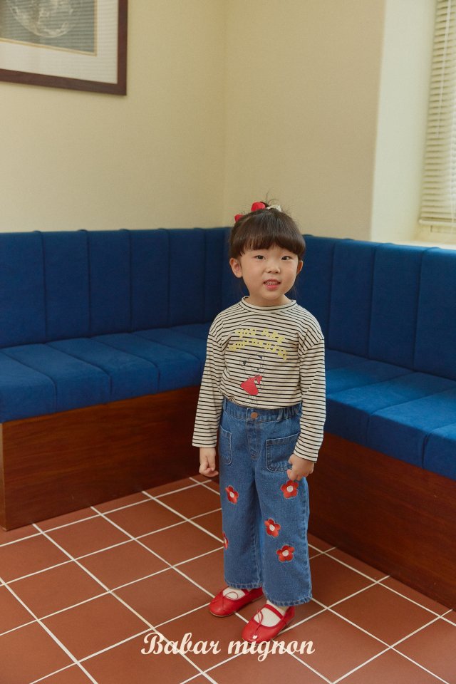 Babar Mignon - Korean Children Fashion - #todddlerfashion - Flower Embroidery Jeans - 11